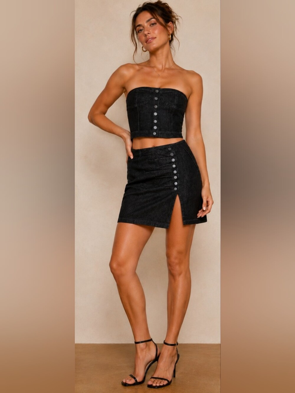 Blanc Clothing Stretch Denim Co-ord Set NWOT